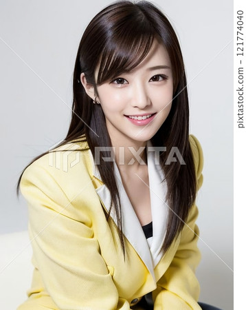 微笑對照相機的婦女 121774040