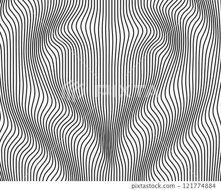 Abstract background with wavy lines, heart . Black and white vector pattern 121774884