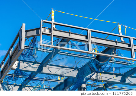 工地、高處作業、支柱、主繩支撐、主繩、水平網、安全措施、鋼結構、勞動事故預防措施 121775265