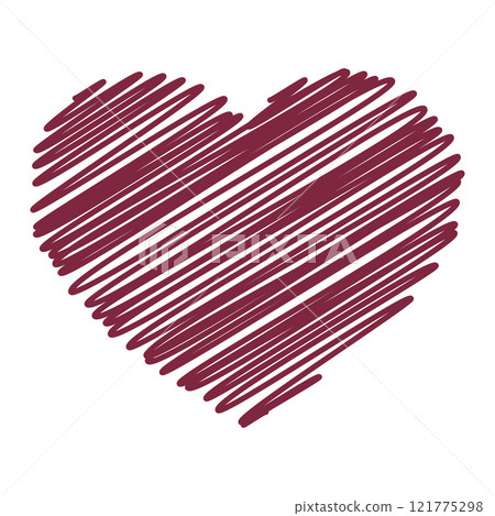 Hand-drawn wine-colored heart graphic material clip art transparent background png 121775298