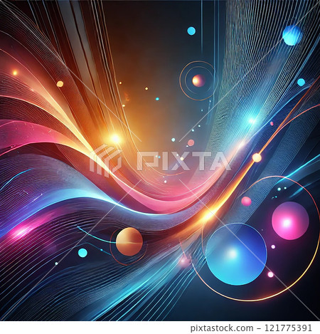 光影的抽象漸變藝術-以浮動球體和平滑曲線為特色 121775391