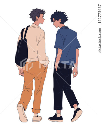 Illustration of two men talking 121775487