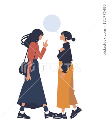 Illustration of two girls talking 121775496