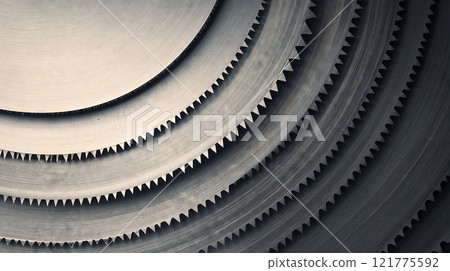 Circular saw blades forming a metallic background 121775592