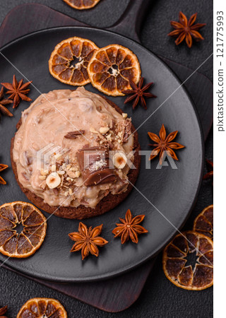Sweet oatmeal cookies with buttercream or peanut butter 121775993