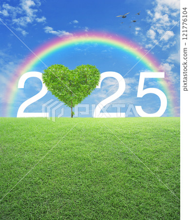 Happy new year and Valentines day 2025 concept 121776104