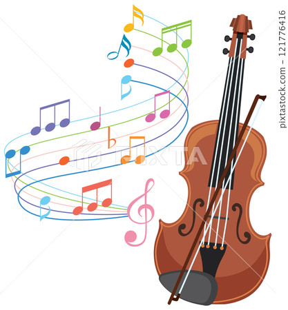 Colorful Music Notes and Violin Colorful Music Notes and Violin 121776416