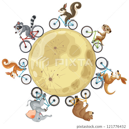 Animals Cycling Around the Moon 121776432