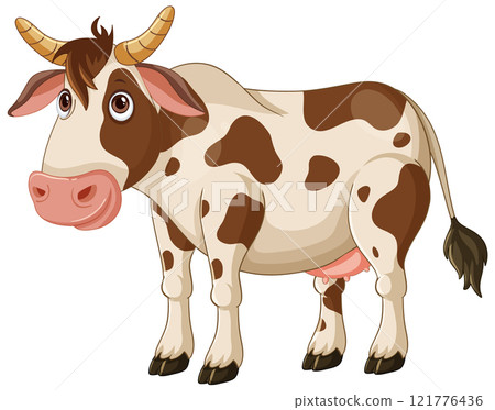 Cartoon Cow with Brown Spots 121776436