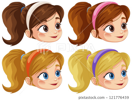 Tennis Girl Cartoon Faces 121776439