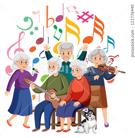Elderly Band Playing Joyful Music 121776440