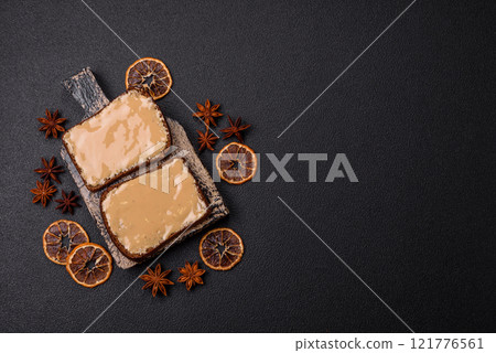 Sandwiches with toast bread, peanut butter and raspberry or strawberry jam Sandwiches with toast bread, peanut butter and raspberry or strawberry jam 121776561