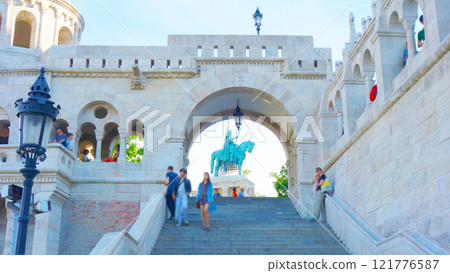 Fisherman's Bastion and the Equestrian Statue of St. Stephen 121776587