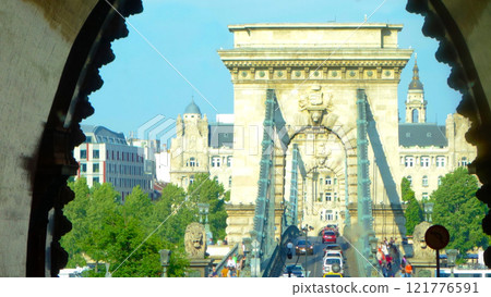 Széchenyi Chain Bridge seen from inside the tunnel Széchenyi Chain Bridge seen from inside the tunnel 121776591