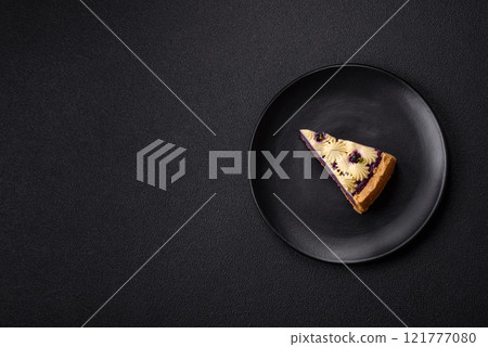 No baked sweet blueberry cheesecake with cream cheese 121777080