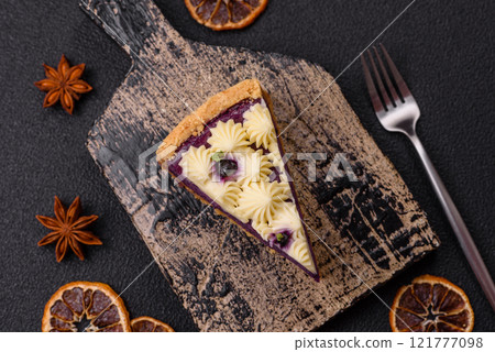 No baked sweet blueberry cheesecake with cream cheese No baked sweet blueberry cheesecake with cream cheese 121777098