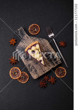 No baked sweet blueberry cheesecake with cream cheese 121777102