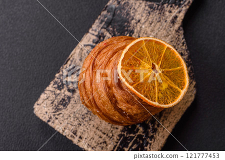Sweet craffin made from puff pastry with Swiss meringue 121777453