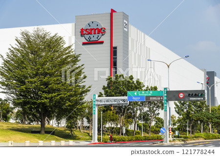 Taiwan Semiconductor Manufacturing Company (TSMC) plant in Tainan Science Park, Taiwan, TSMC is the world's largest dedicated independent semiconductor foundry. 121778244