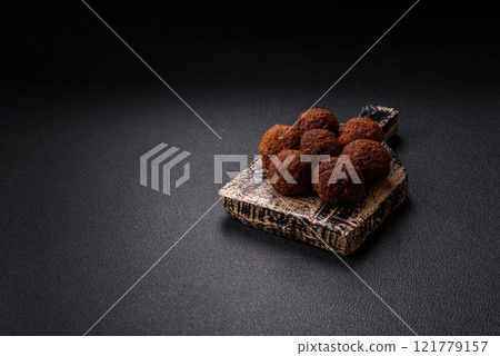 Falafel vegetarian and vegan dish made with chickpeas, spices and herbs Falafel vegetarian and vegan dish made with chickpeas, spices and herbs 121779157