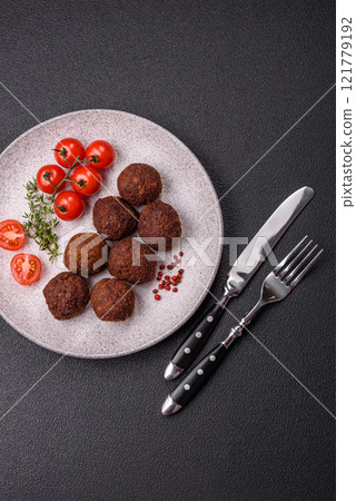 Falafel vegetarian and vegan dish made with chickpeas, spices and herbs 121779192