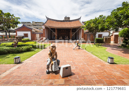 Building view of the Fongyi Academy (Wenchang Temple) in Fengshan of Kaohsiung, Taiwan. The Academy worshiped Wenchang Dijun. 121779681