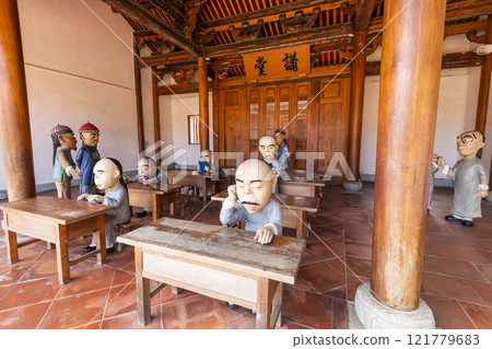 Building view of the Fongyi Academy (Wenchang Temple) in Fengshan of Kaohsiung, Taiwan. The Academy worshiped Wenchang Dijun. Building view of the Fongyi Academy (Wenchang Temple) in Fengshan of Kaohsiung, Taiwan. The Academy worshiped Wenchang Dijun. 121779683