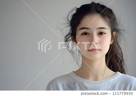 Woman with natural make-up, calm expression close-up Woman with natural make-up, calm expression close-up 121779930