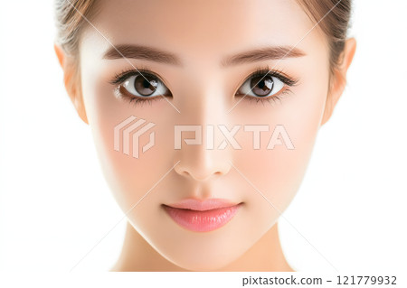 Woman with natural make-up, calm expression close-up Woman with natural make-up, calm expression close-up 121779932