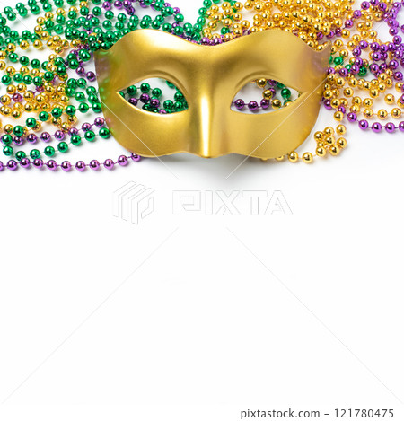 Mardi gras beads isolated on white background 121780475
