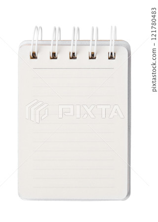 Blank notebook with ring spine on white background 121780483