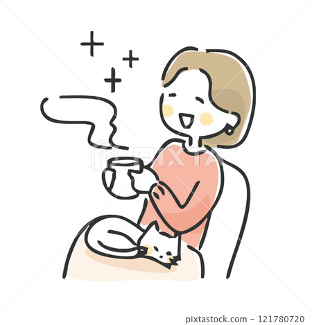 A woman relaxing with coffee 121780720