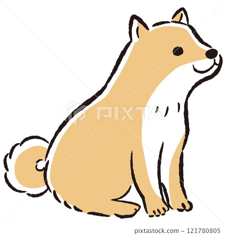 Illustration of a dog sitting (waiting) 121780805
