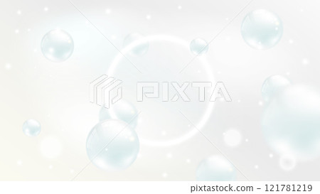 Flying white natural pearl sphere, blur on light pearly ethereal background. Luxury jewelry pearl with white glow ring frame. Vector aura abstract delicate background for beauty science advertisement Flying white natural pearl sphere, blur on light pearly ethereal background. Luxury jewelry pearl with white glow ring frame. Vector aura abstract delicate background for beauty science advertisement 121781219