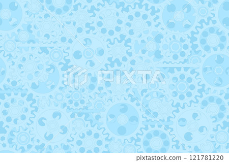 Seamless gears pattern light blue tech background. Industrial mechanics texture. Vector flat design drawing web page fill backdrop. Technology blue wrapping paper design Seamless gears pattern light blue tech background. Industrial mechanics texture. Vector flat design drawing web page fill backdrop. Technology blue wrapping paper design 121781220