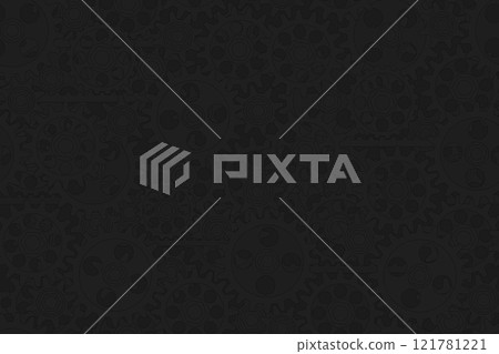 Seamless gears pattern dark gray black tech background. Industrial mechanics texture. Vector flat design drawing web page fill backdrop. Technology black wrapping paper design Seamless gears pattern dark gray black tech background. Industrial mechanics texture. Vector flat design drawing web page fill backdrop. Technology black wrapping paper design 121781221