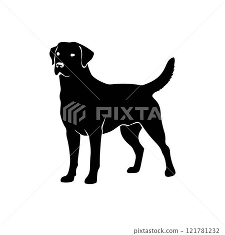 Dog stand-by silhouette icon vector art illustration isolated on a white background 121781232