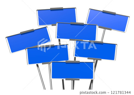 Signboards isolated on white background - 3D illustration 121781344