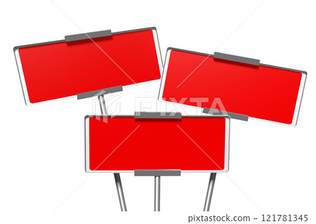 Signboards isolated on white background - 3D illustration 121781345