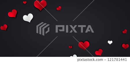 Red and white Hearts Banner 121781441