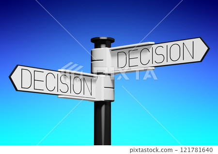 3D illustration/ 3D rendering - crossroads concept - decision 3D illustration/ 3D rendering - crossroads concept - decision 121781640