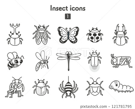 昆蟲圖示集合 121781795