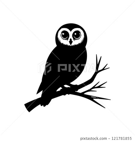 Owl silhouette sitting on a branch vector design template Owl silhouette sitting on a branch vector design template 121781855