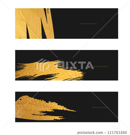 Gold brush stroke element with black background vector. Abstract art acrylic painting texture 121781880