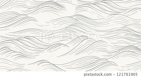 Abstract landscape with Japanese wave pattern vector. Nature art background with Chinese wave and cloud template in oriental style. Abstract landscape with Japanese wave pattern vector. Nature art background with Chinese wave and cloud template in oriental style. 121781905