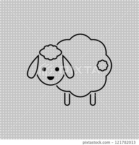 Cute sheep with tail. Transparent linear outline vector drawing. Lamb illustration. 121782013