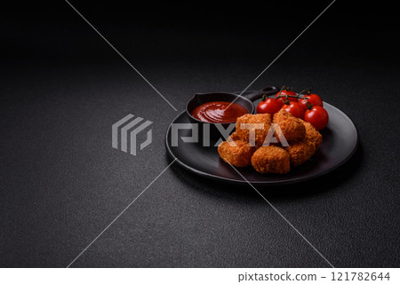 Brie cheese or camembert fries in breading, fast food, takeaway Brie cheese or camembert fries in breading, fast food, takeaway 121782644