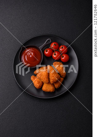 Brie cheese or camembert fries in breading, fast food, takeaway Brie cheese or camembert fries in breading, fast food, takeaway 121782646