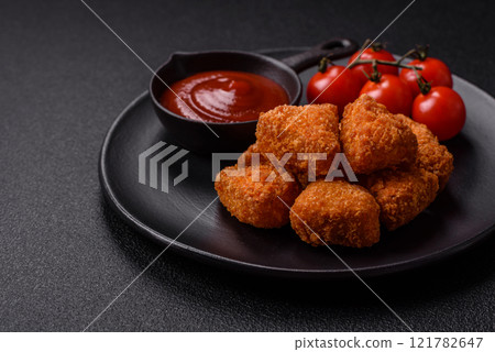 Brie cheese or camembert fries in breading, fast food, takeaway Brie cheese or camembert fries in breading, fast food, takeaway 121782647