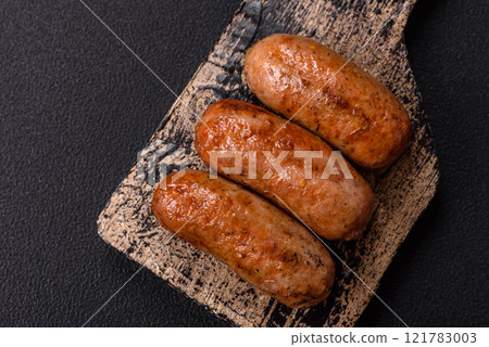 Chicken or pork sausages with salt, spices and herbs 121783003